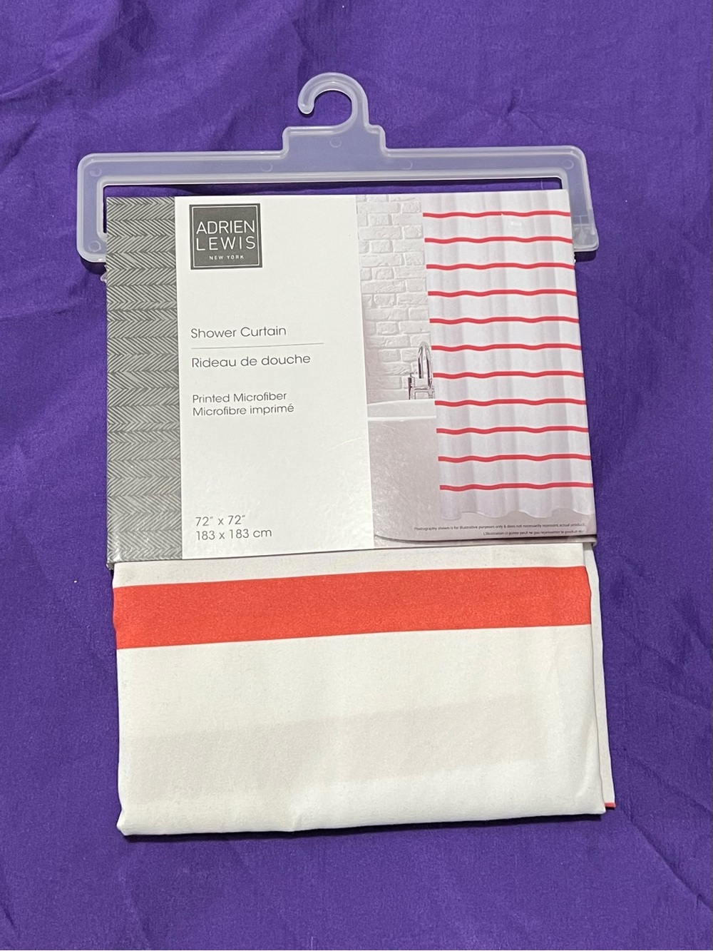 Coral Stripe Shower Curtain - White & Coral